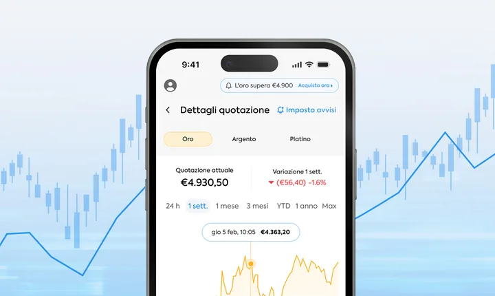 App di investimento OneGold su uno smartphone