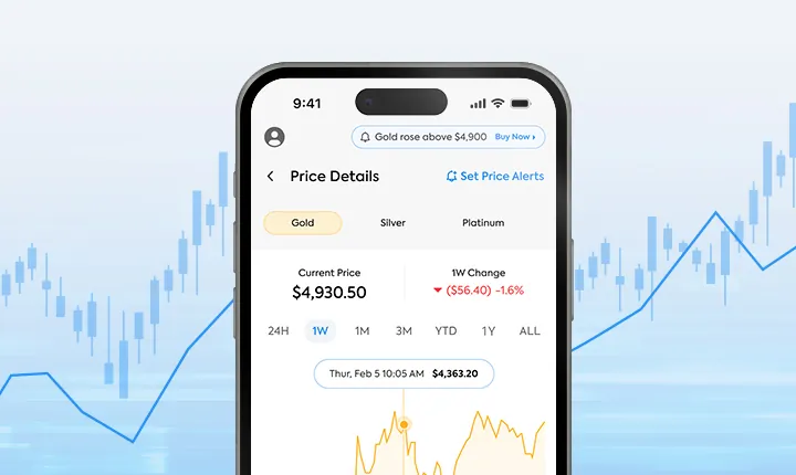 App di investimento OneGold su uno smartphone