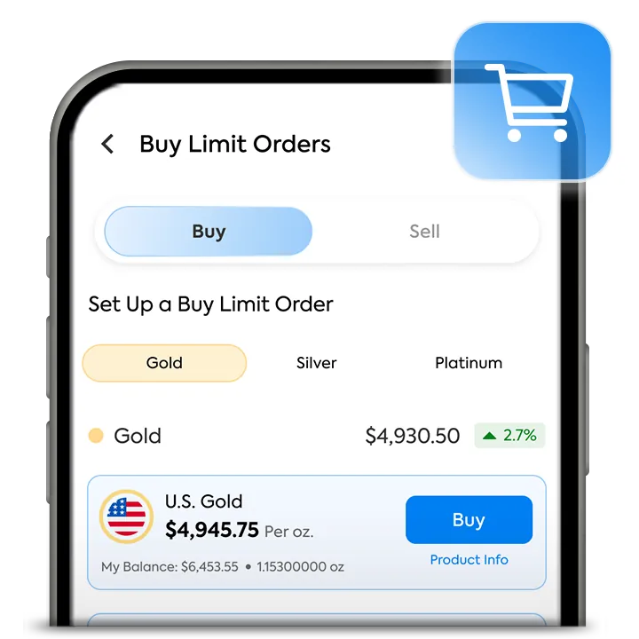 Creazione di un ordine limite di acquisto o vendita nell’app OneGold
