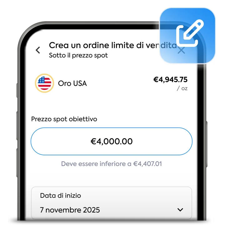 Gestione degli ordini limite nell’app OneGold